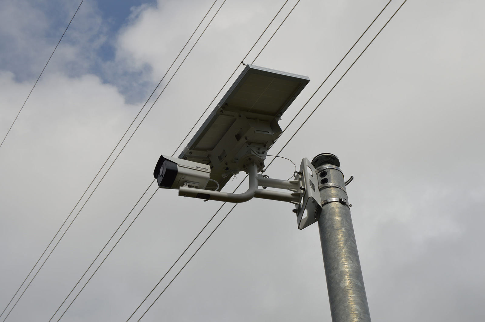 Solar powered camera installed by Link CCTV Systems.