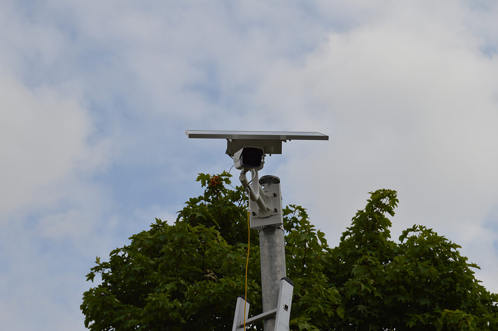 A solar powered camera installed by Link CCTV Systems.