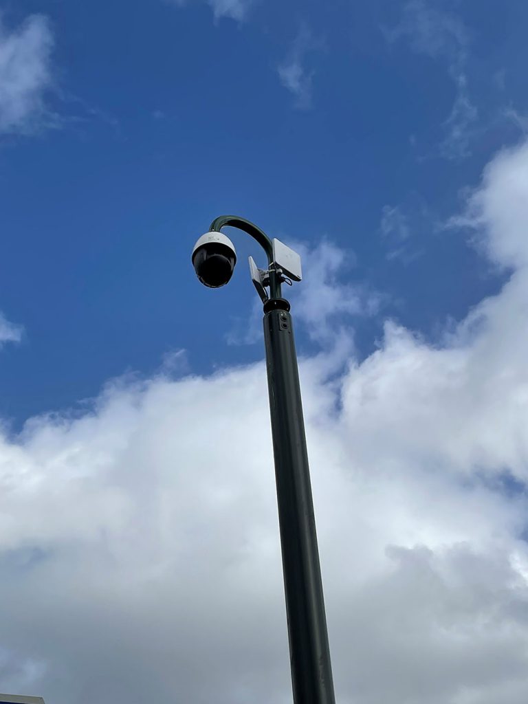 A PTZ cctv camera on a column in Chelmsford.